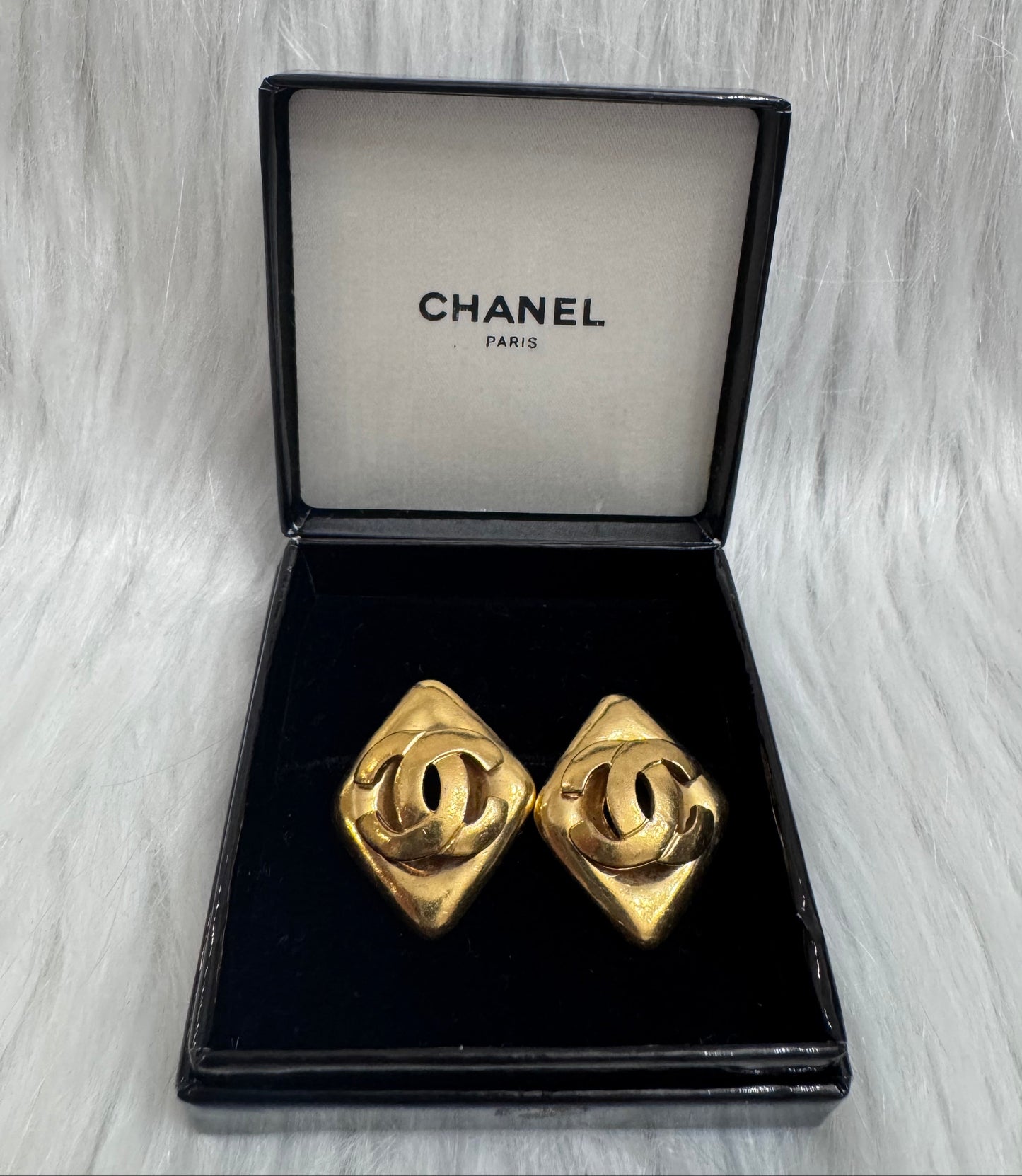 Chanel Coco Mark Clip On Earrings Diamond shape