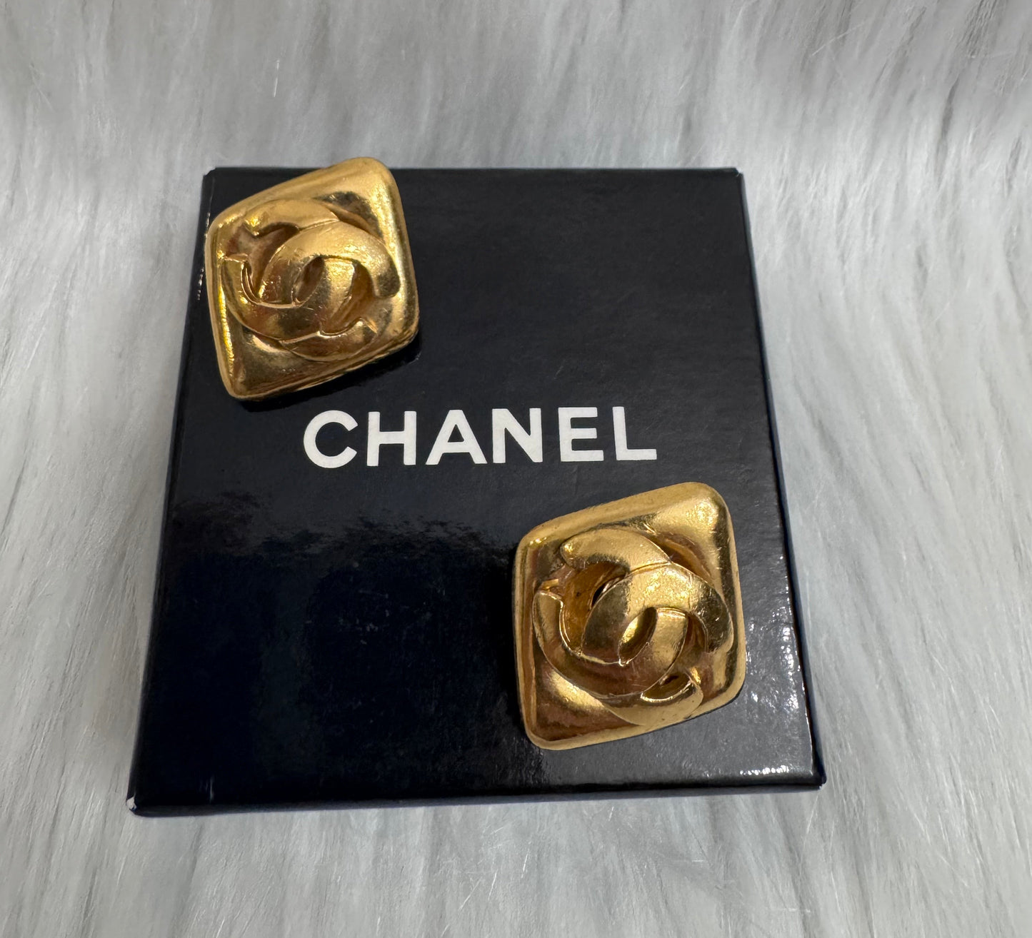 Chanel Coco Mark Clip On Earrings Diamond shape