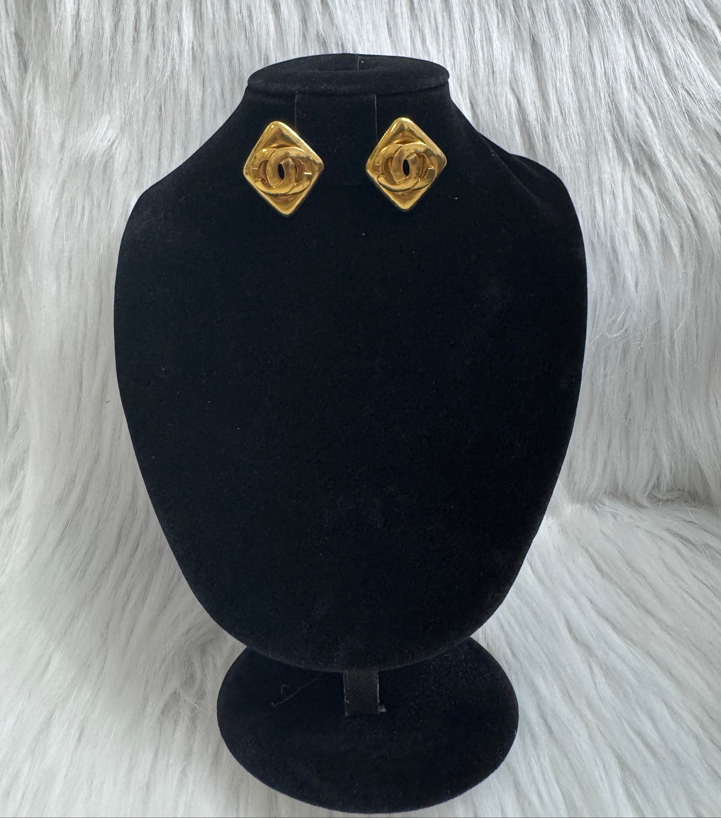 Chanel Coco Mark Clip On Earrings Diamond shape