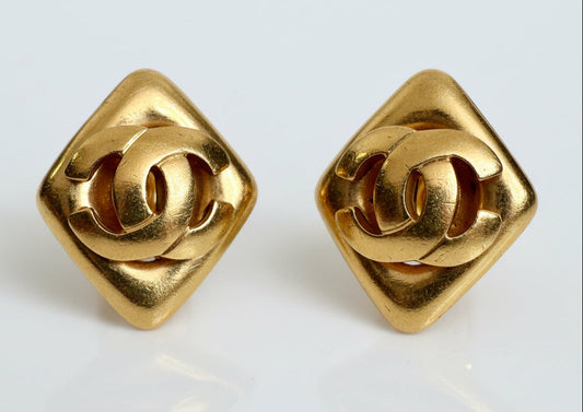 Chanel Coco Mark Clip On Earrings Diamond shape