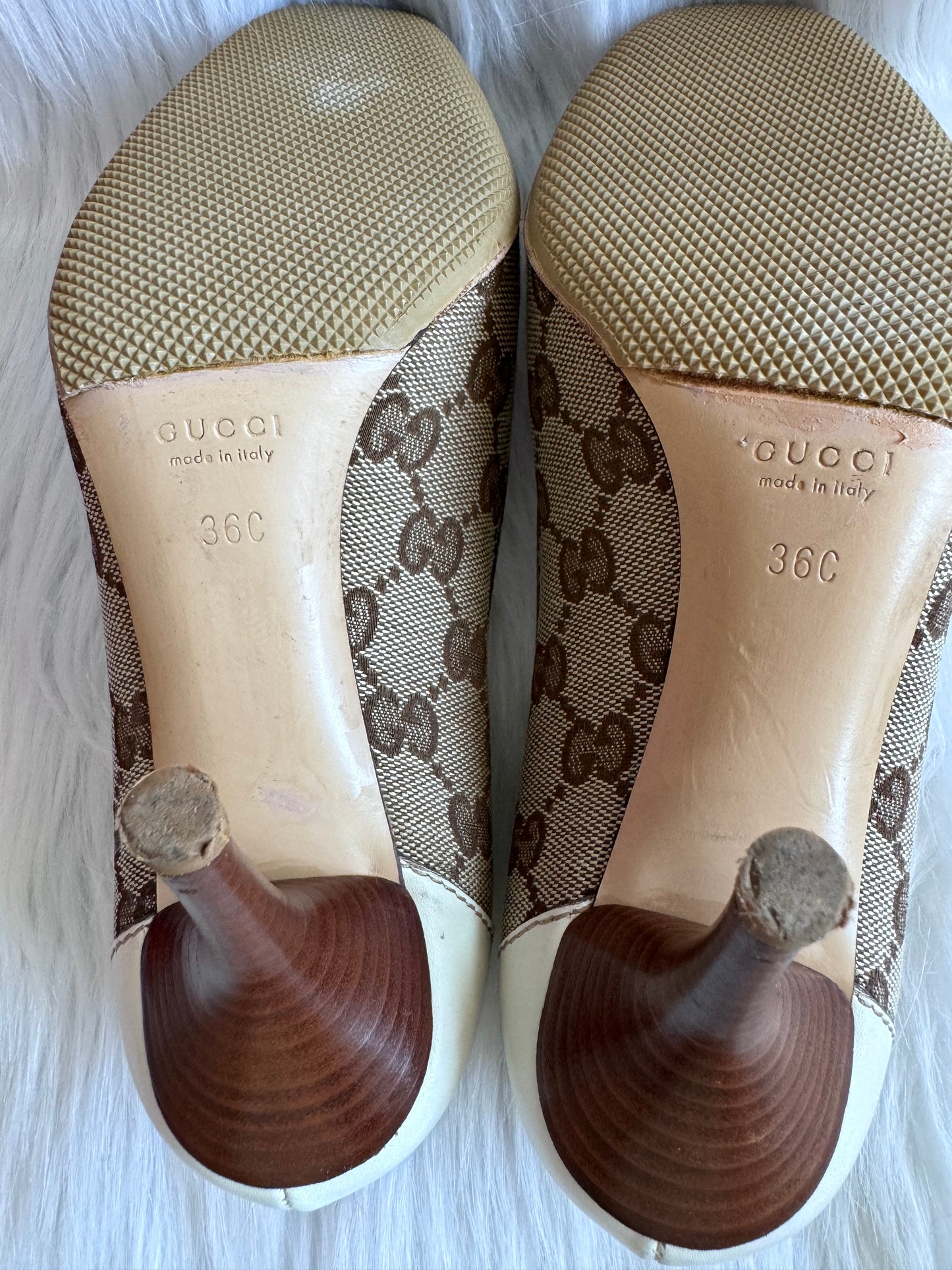 Gucci Monogram Leather Bamboo Tassel Loafer Pumps Size 36