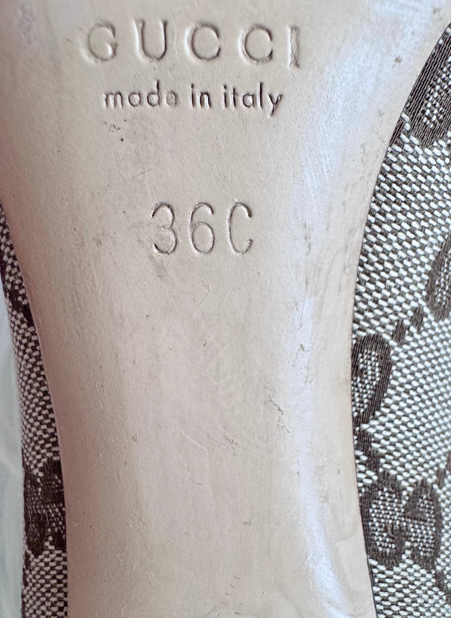 Gucci Monogram Leather Bamboo Tassel Loafer Pumps Size 36