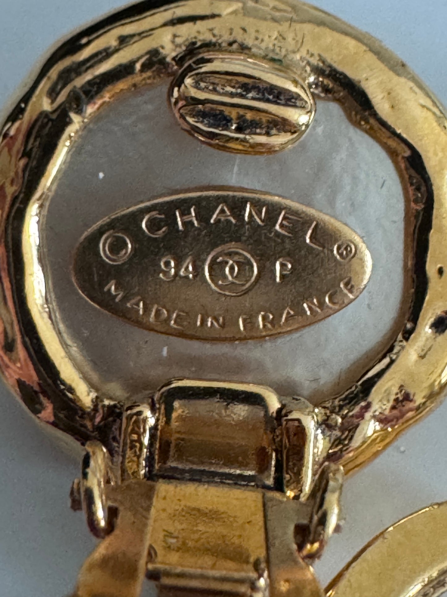 Chanel CC Logo Coco Mark Pearl Drop Earrings