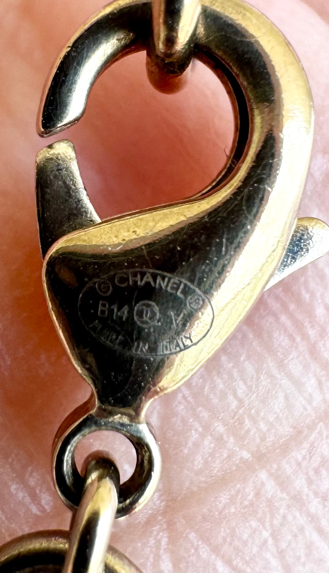 Chanel CC Crystal Pearl Gold Tone Pendant Necklace