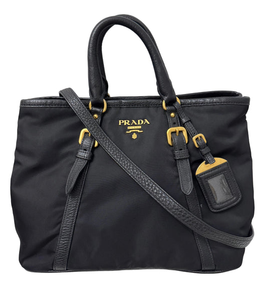 Prada Tessuto Nylon Black Two Way Bag