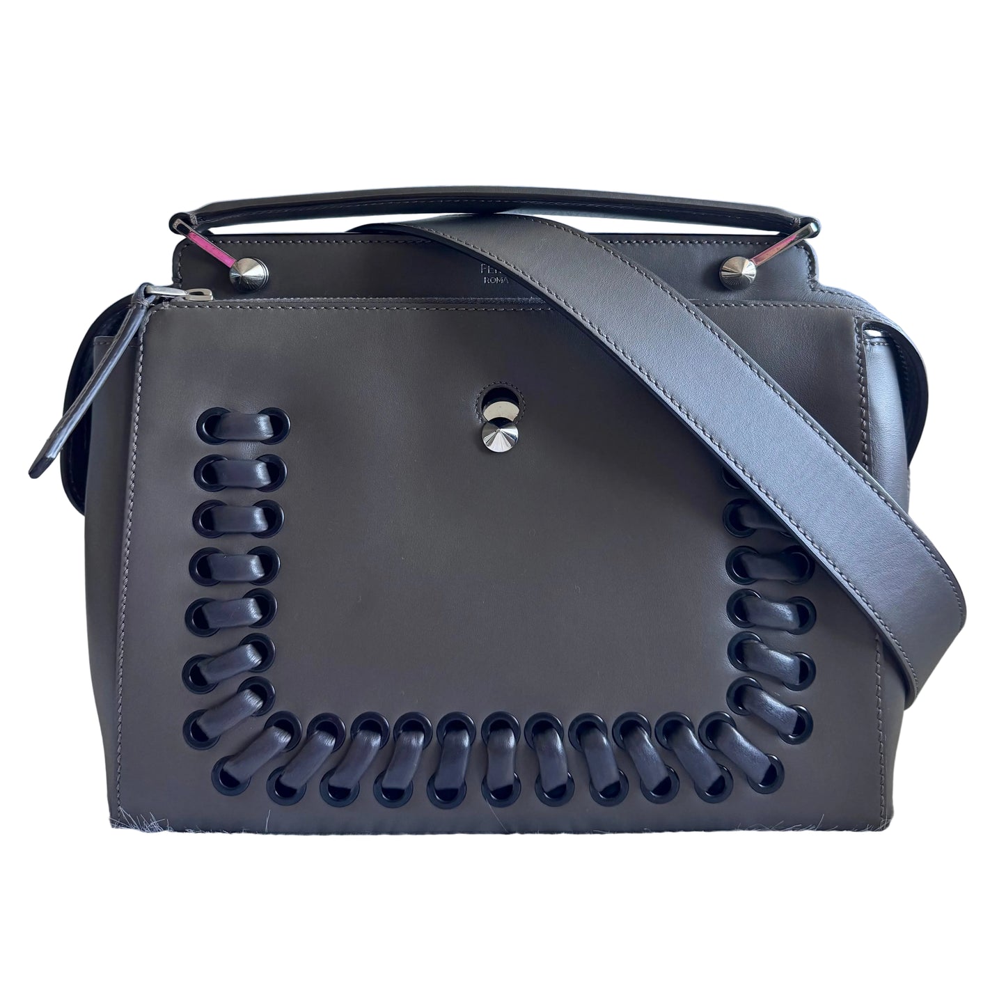 Fendi Whipstitch Dotcom two way bag-dark gray