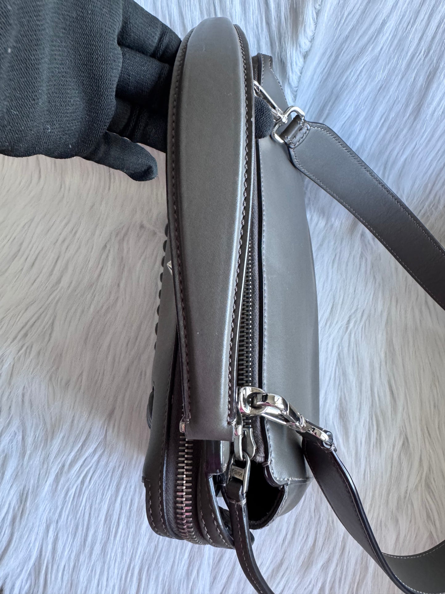 Fendi Whipstitch Dotcom two way bag-dark gray