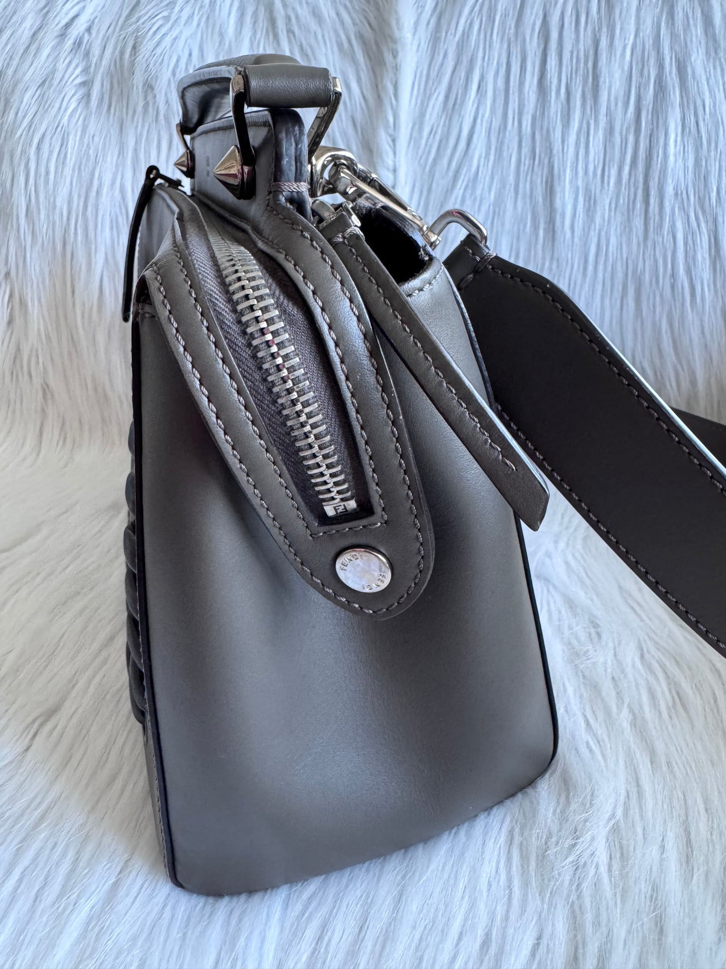 Fendi Whipstitch Dotcom two way bag-dark gray