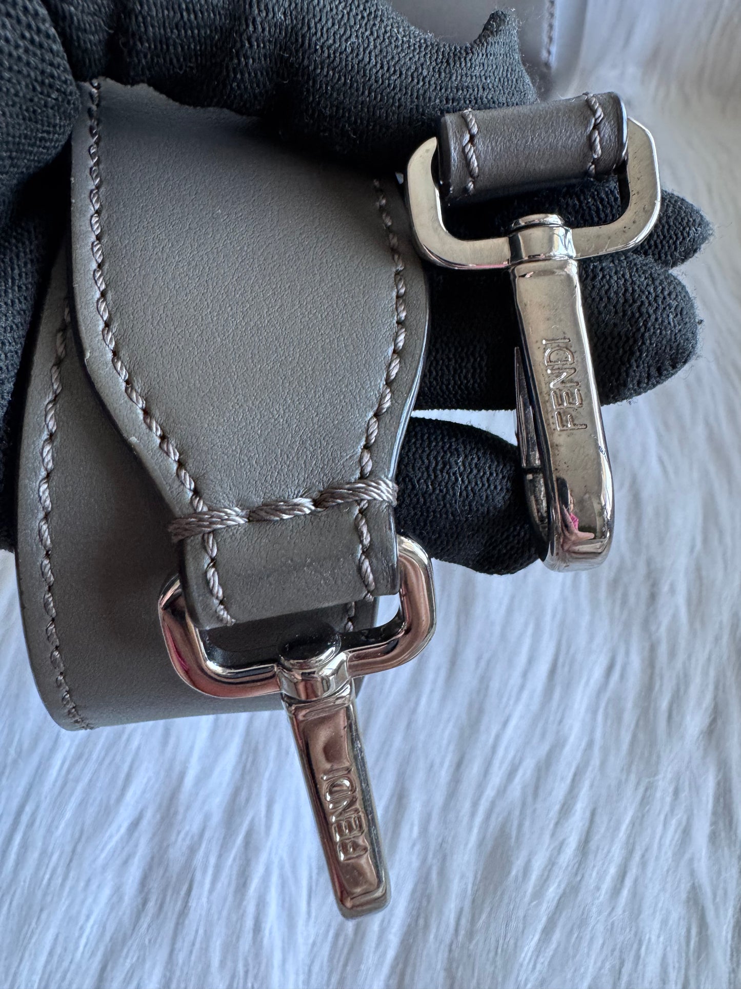 Fendi Whipstitch Dotcom two way bag-dark gray