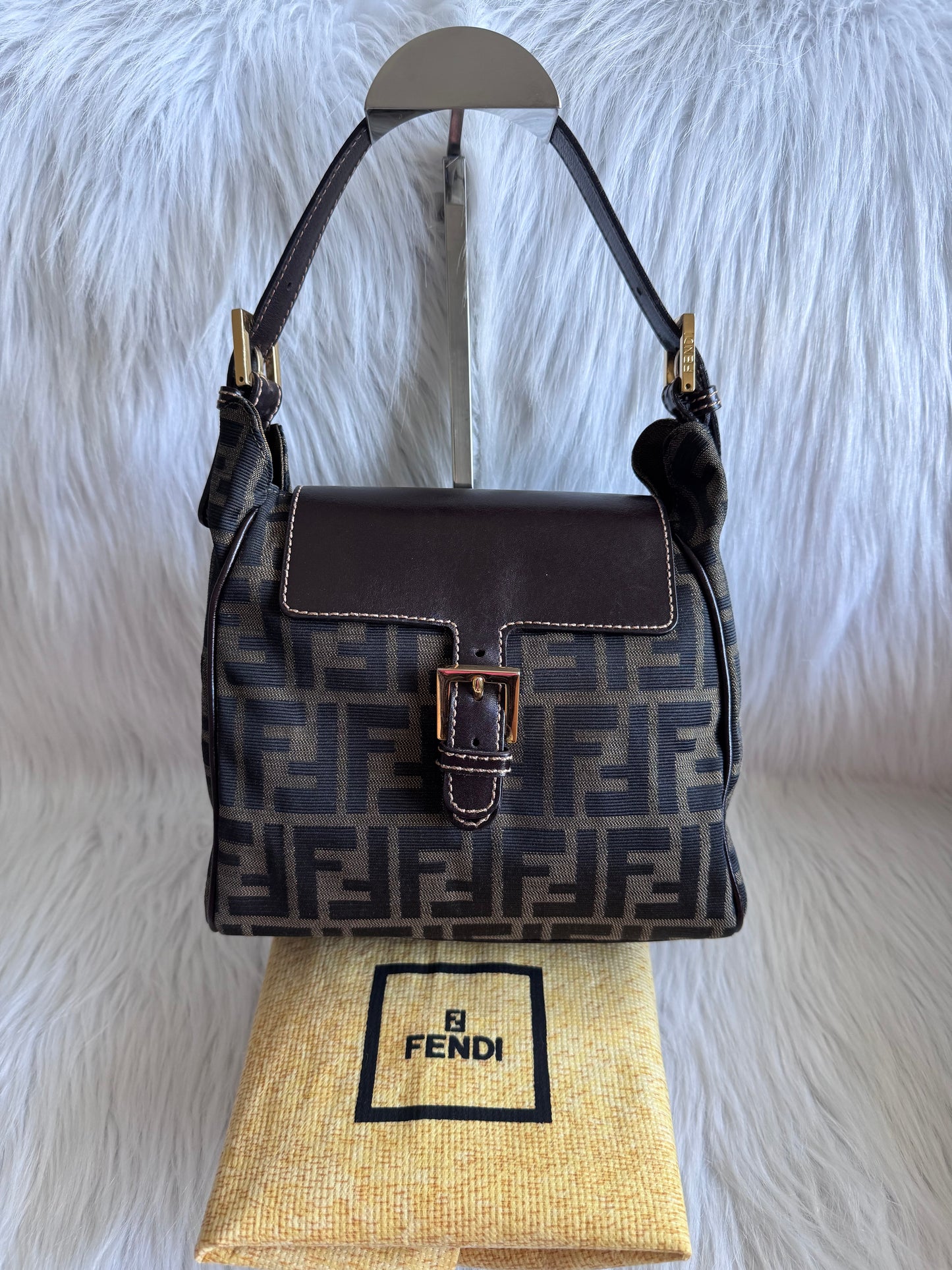 Fendi Zucca Canvas Shoulder Small Bag
