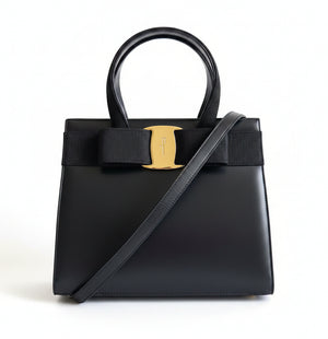Salvatore Ferragamo Vara Leather Black Two-way Bag