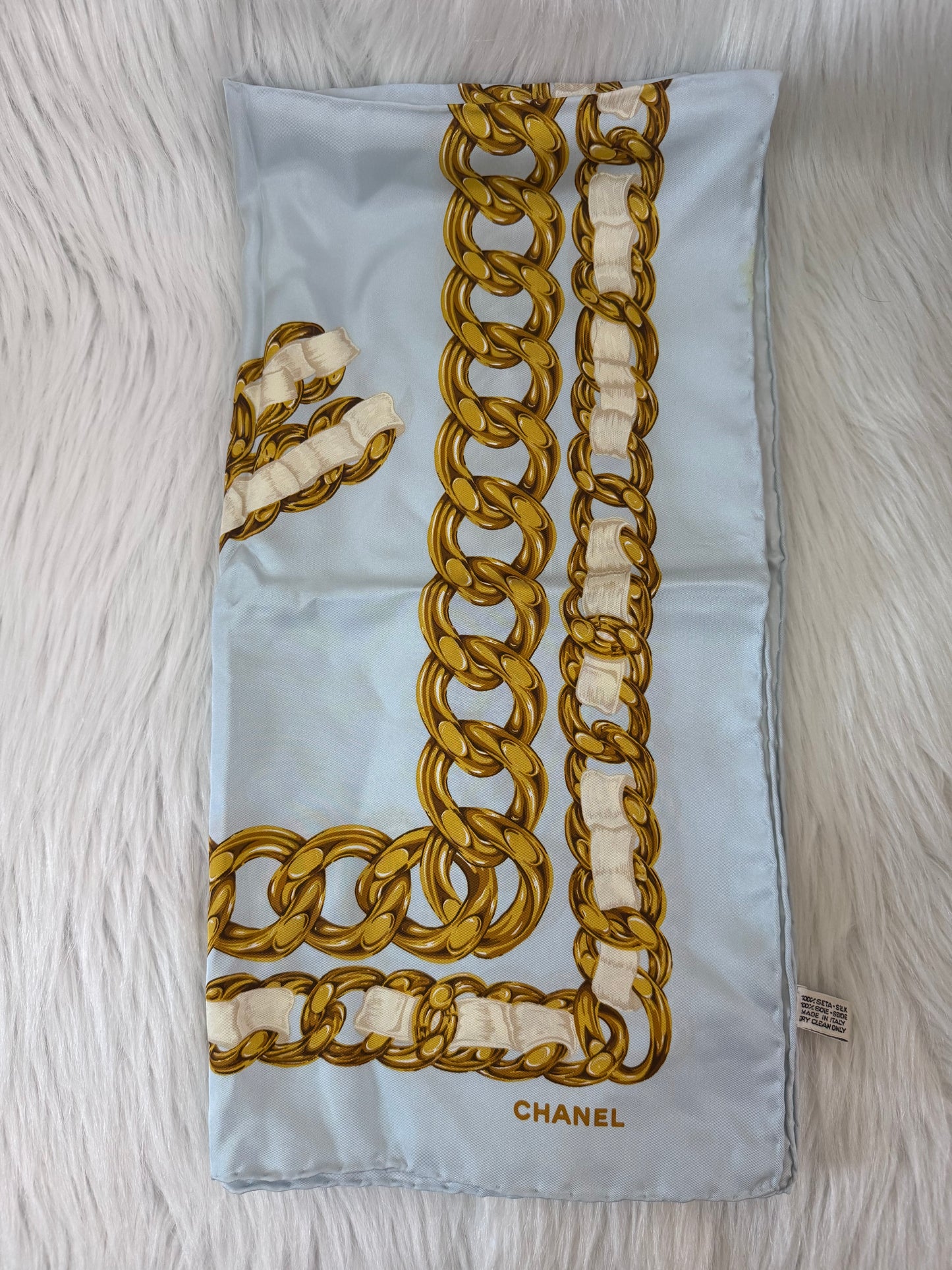Chanel CC Chain Light Blue Scarf