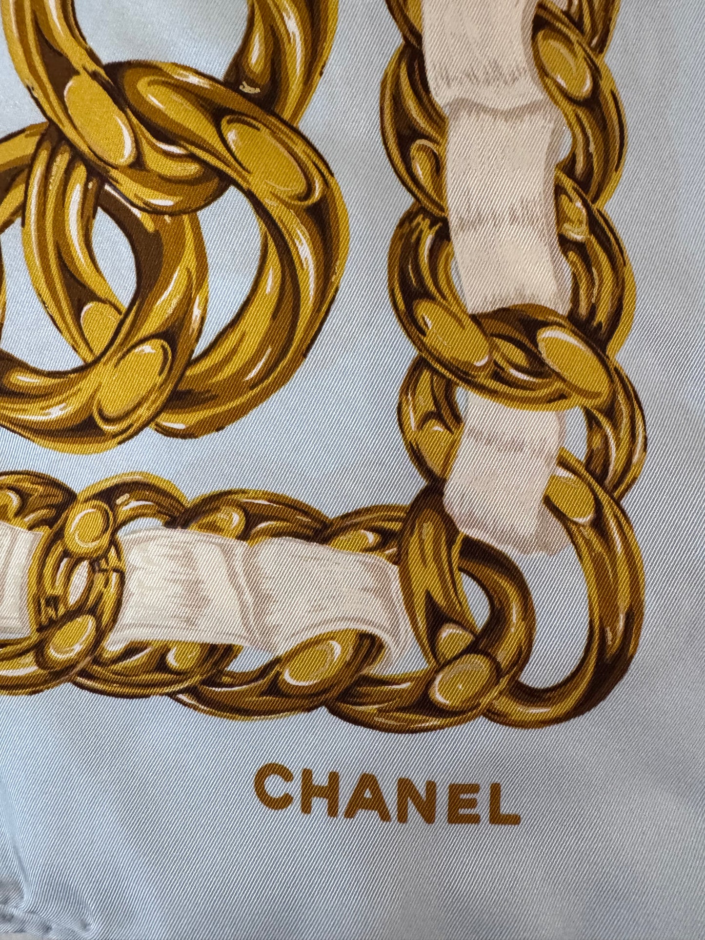 Chanel CC Chain Light Blue Scarf