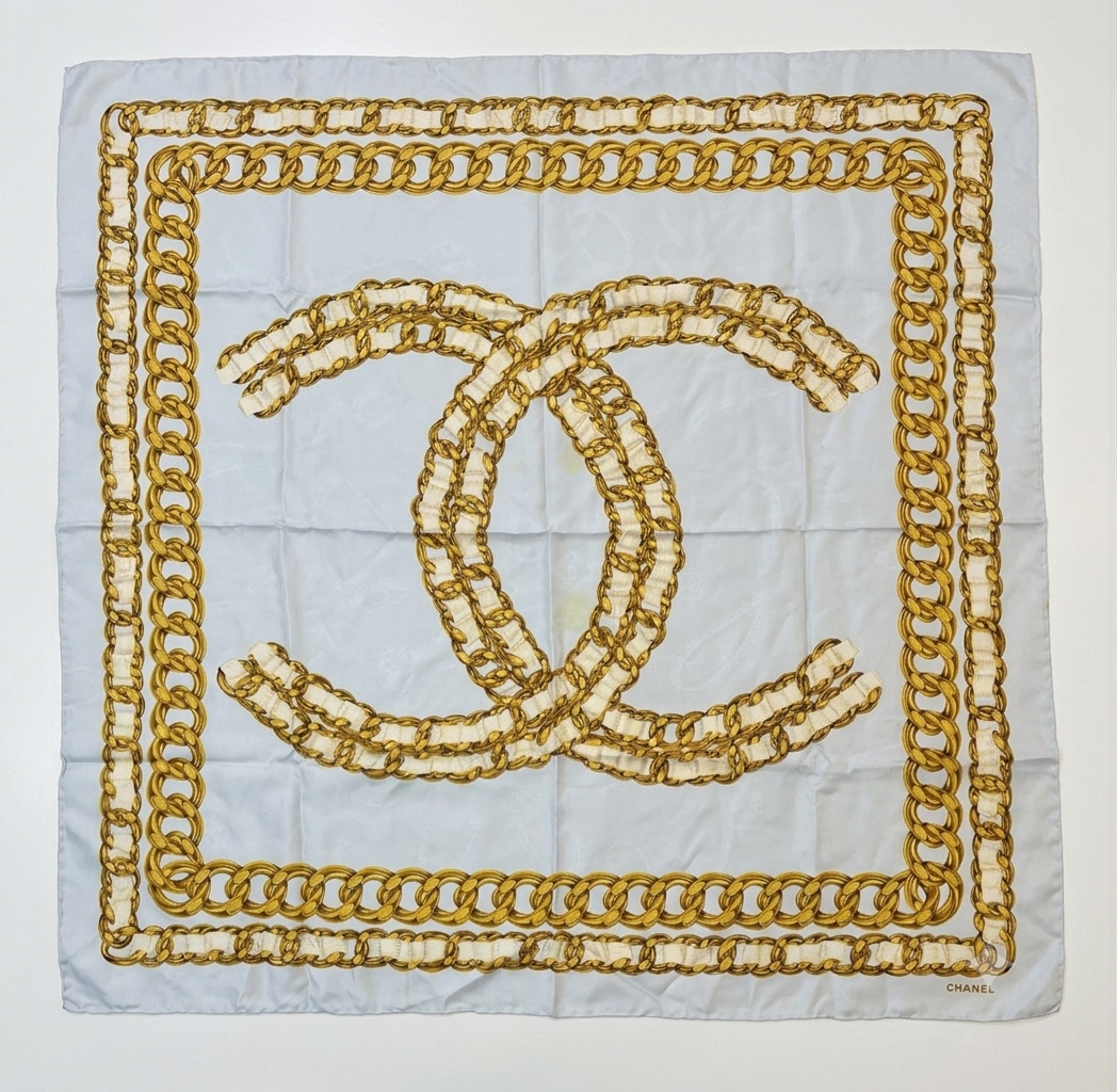 Chanel CC Chain Light Blue Scarf