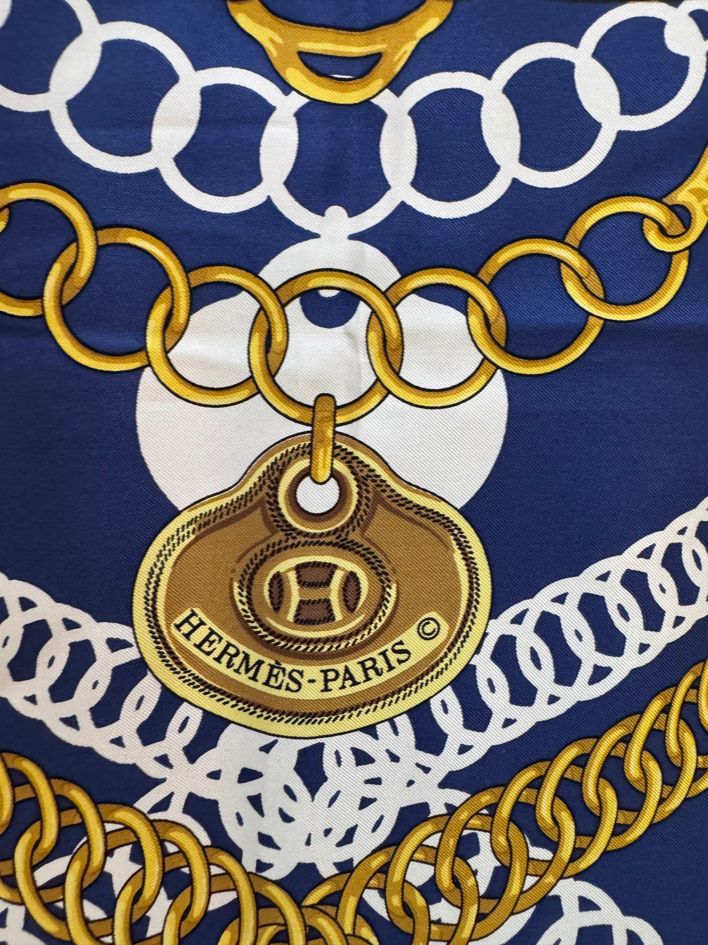 Hermes Carre 90 Maillons - Blue/Gold