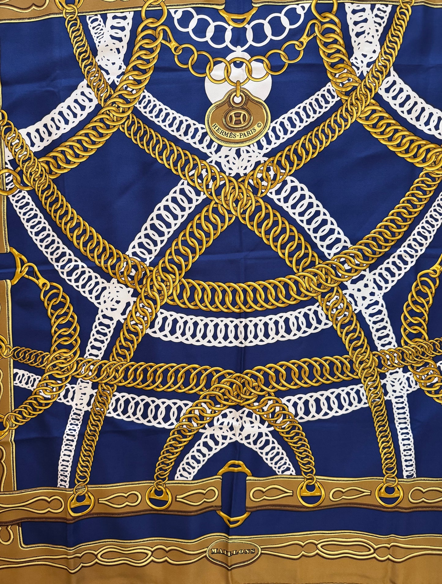 Hermes Carre 90 Maillons - Blue/Gold