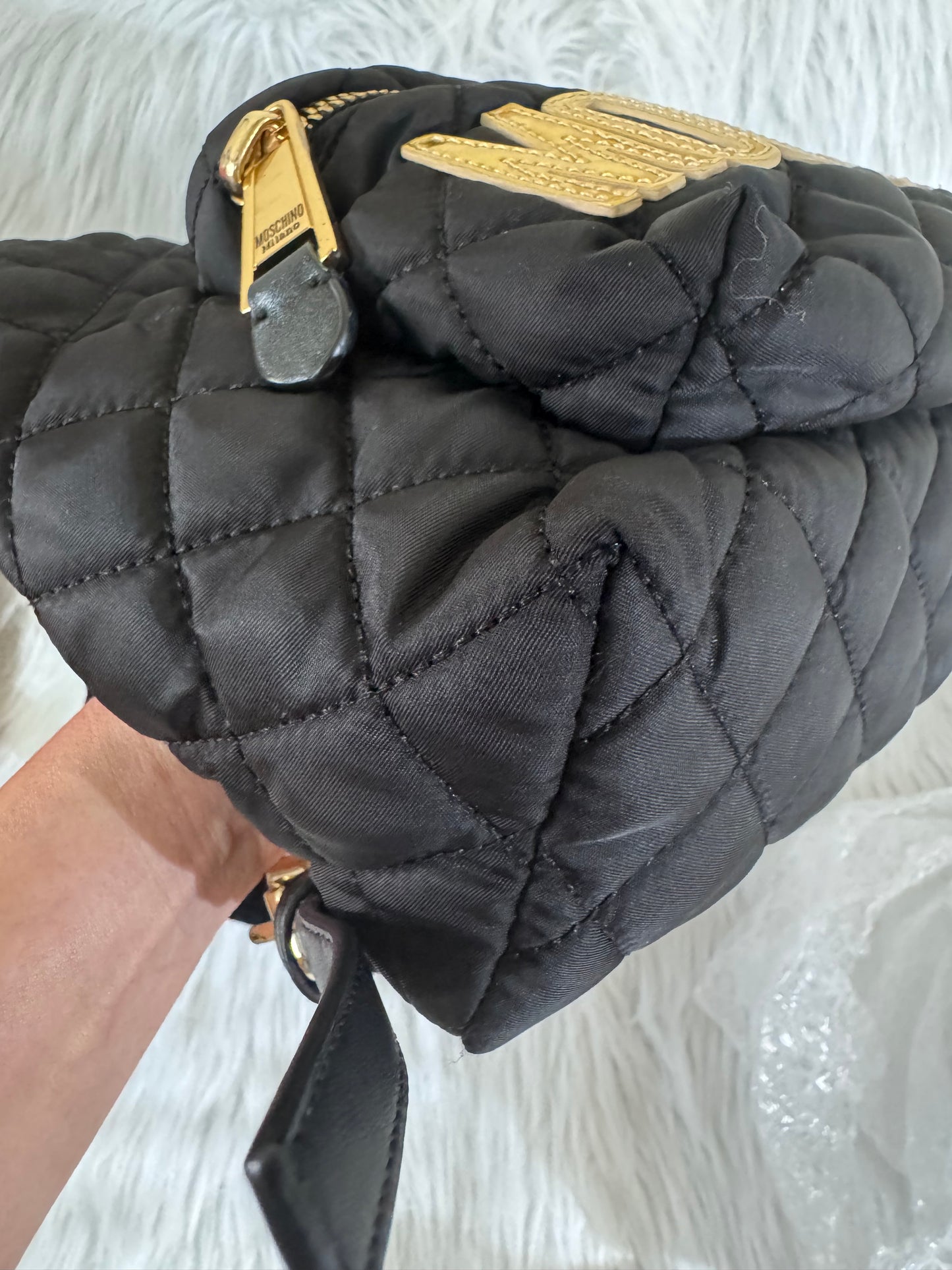 Moschino Quilted Nylon Black Backpack
