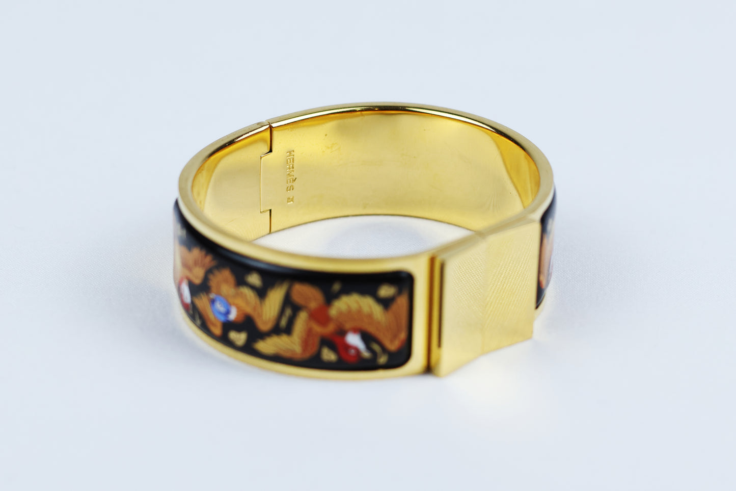 Hermes Bangle Bracelet Gold Metal Multicolor Enamel -PM size