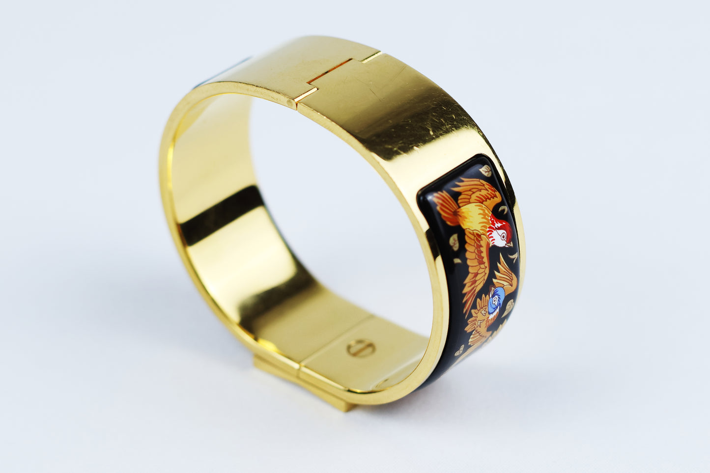 Hermes Bangle Bracelet Gold Metal Multicolor Enamel -PM size