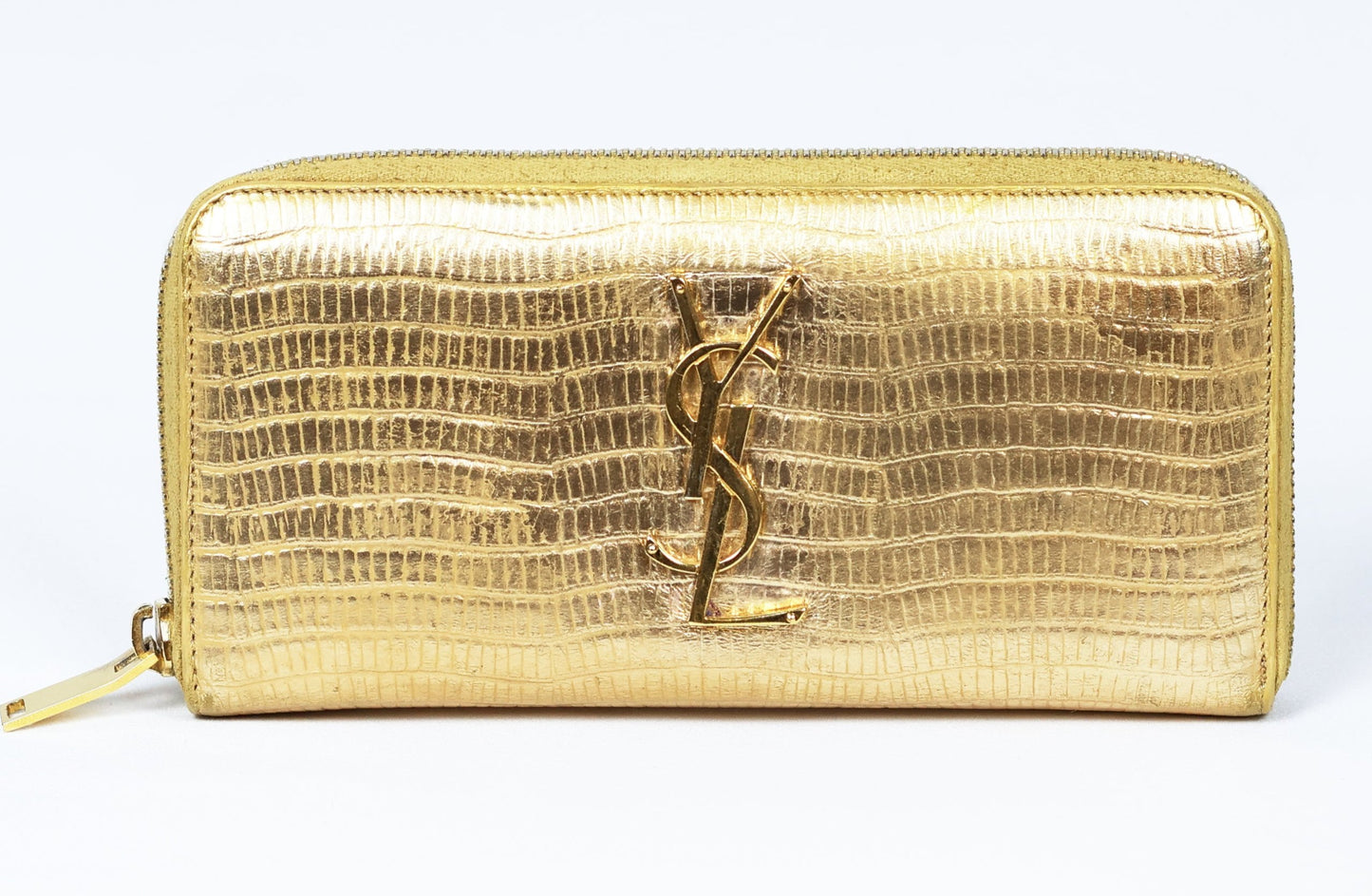 Saint Laurent Zip around long wallet -gold