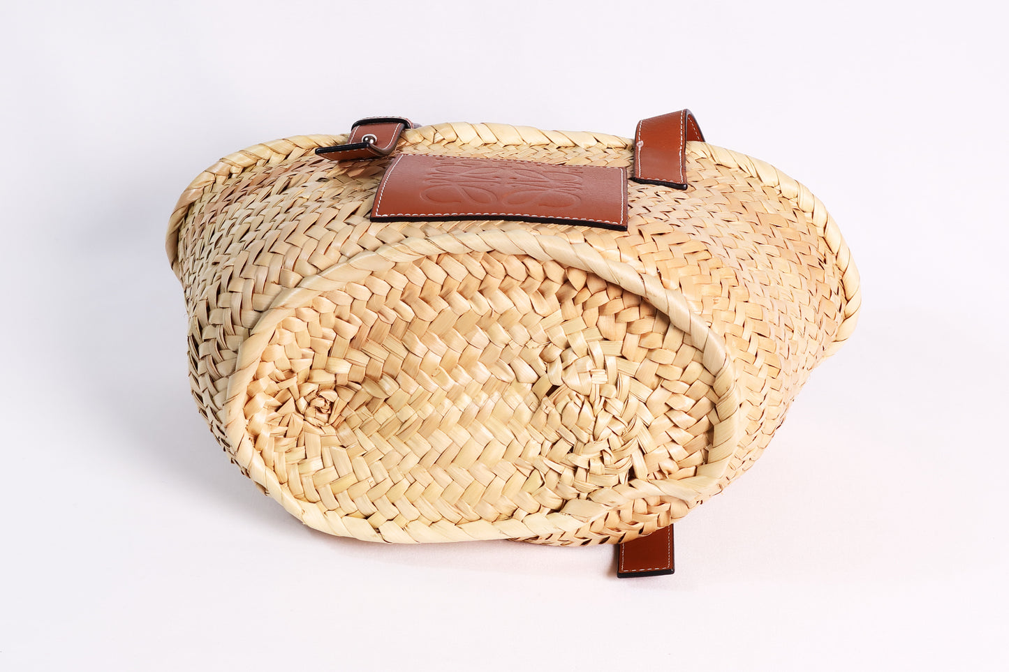 Loewe Small Basket Bag-palm leaf & calf skin leather