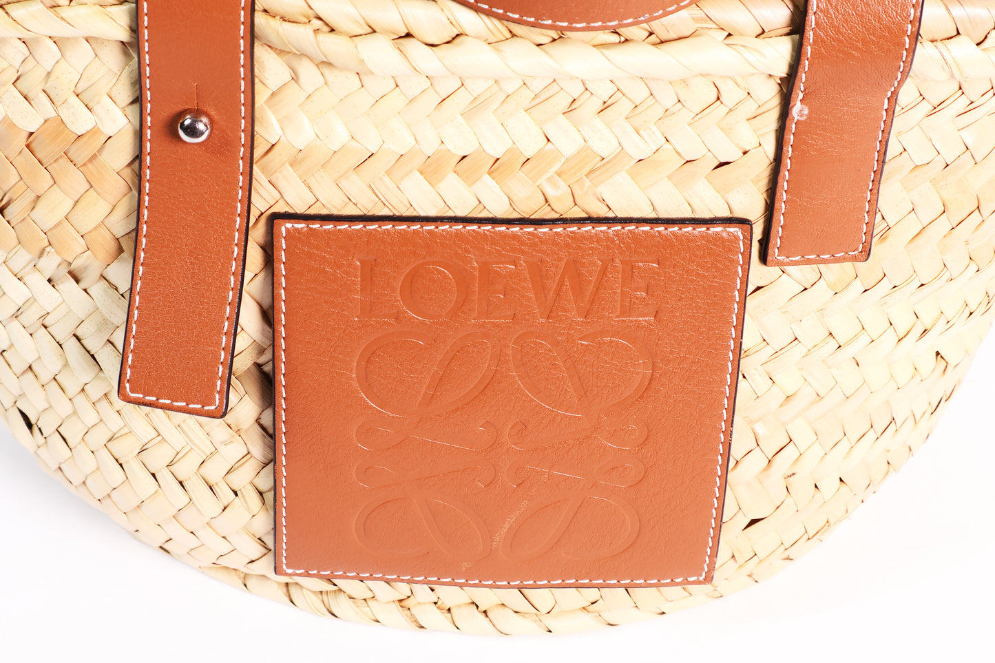 Loewe Small Basket Bag-palm leaf & calf skin leather