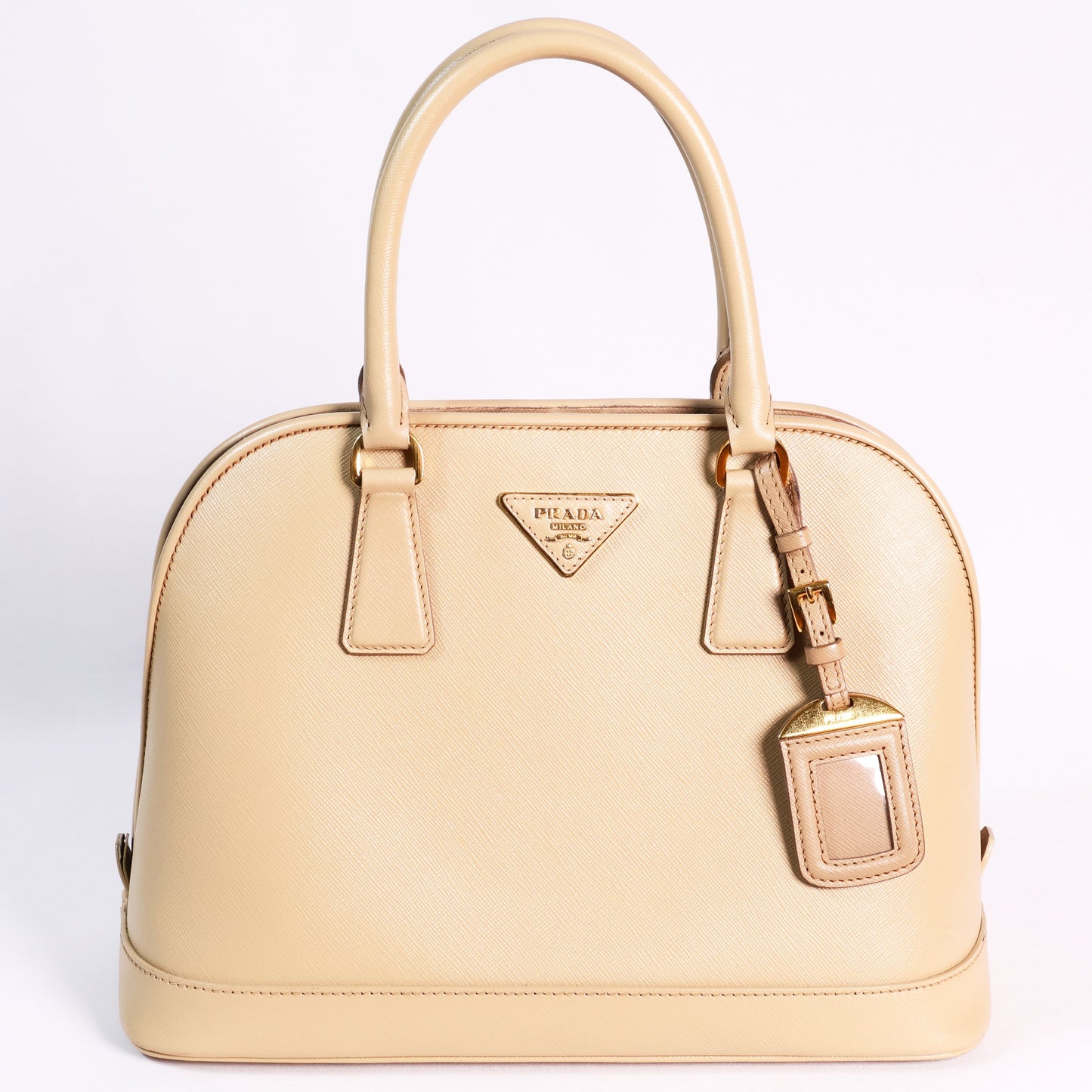 Prada Beige Saffiano Lux Open Two-Way Bag