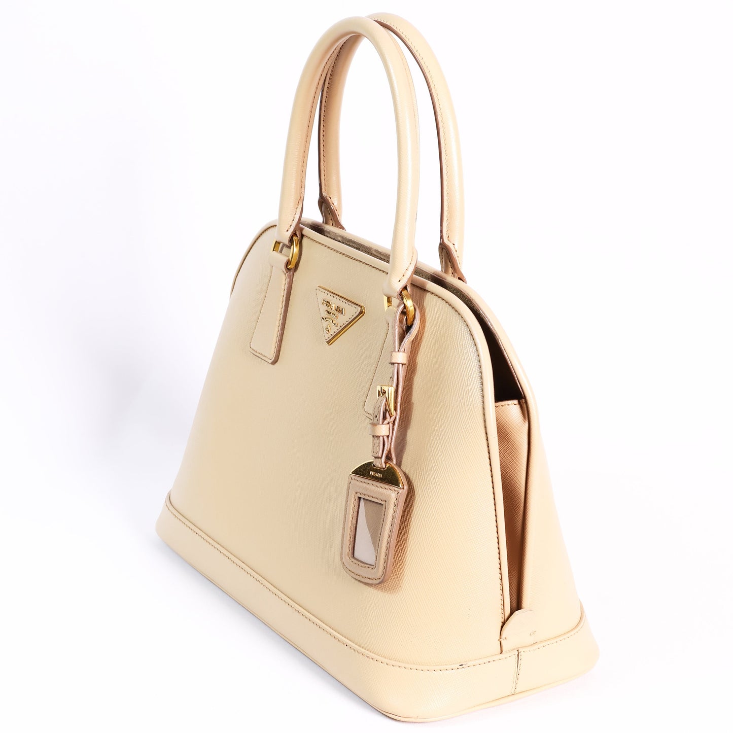 Prada Beige Saffiano Lux Open Two-Way Bag