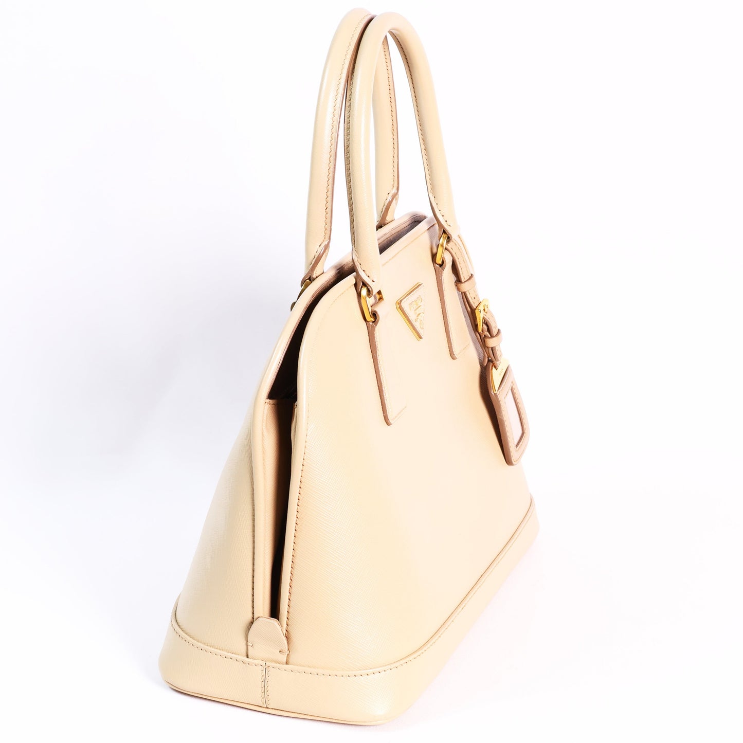 Prada Beige Saffiano Lux Open Two-Way Bag