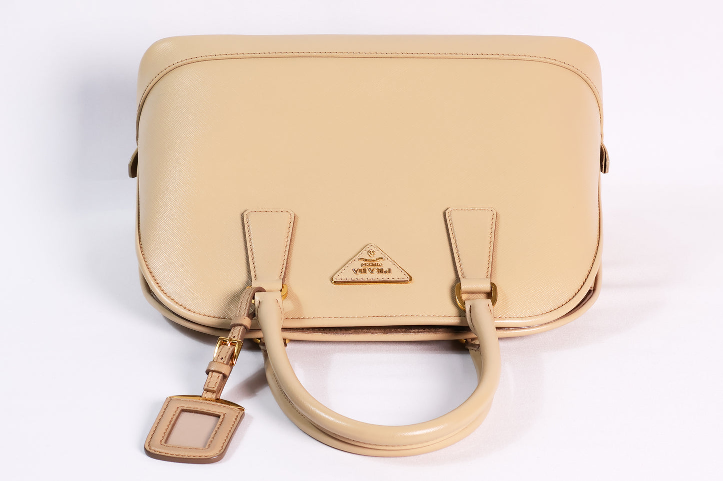 Prada Beige Saffiano Lux Open Two-Way Bag