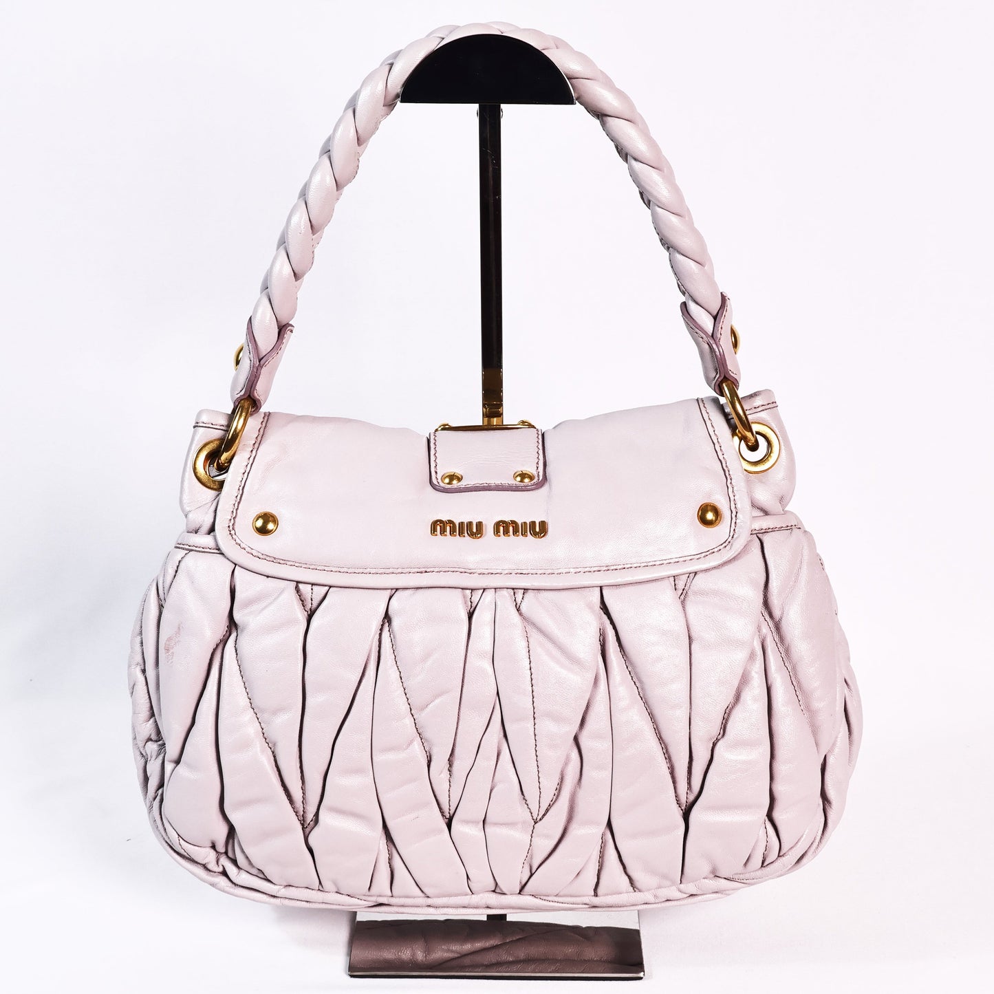 Miu Miu Light Lilac Matelasse Leather Two Way bag