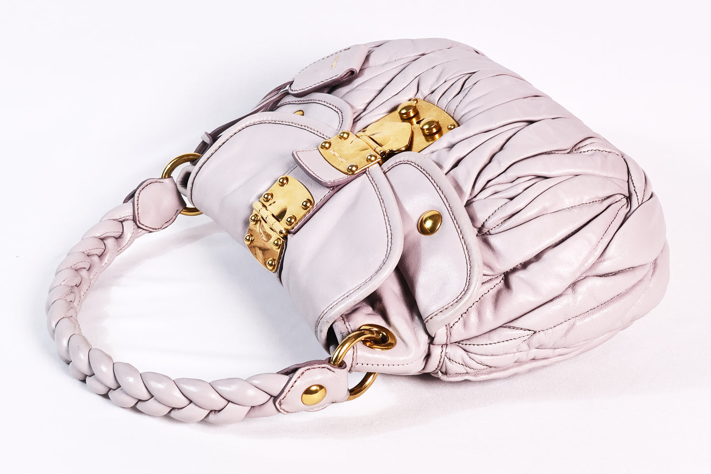 Miu Miu Light Lilac Matelasse Leather Two Way bag