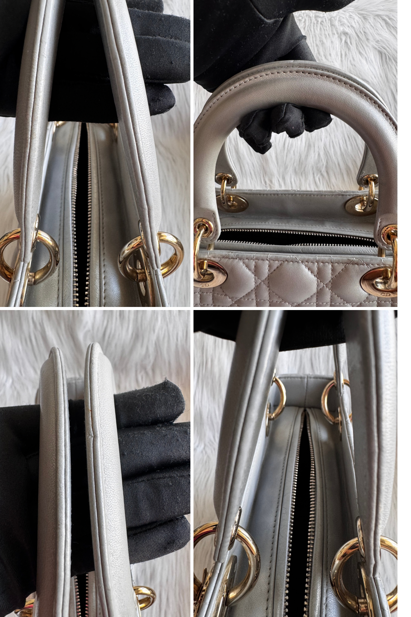 Christian Dior Lady Dior Medium Gray Pearlescent